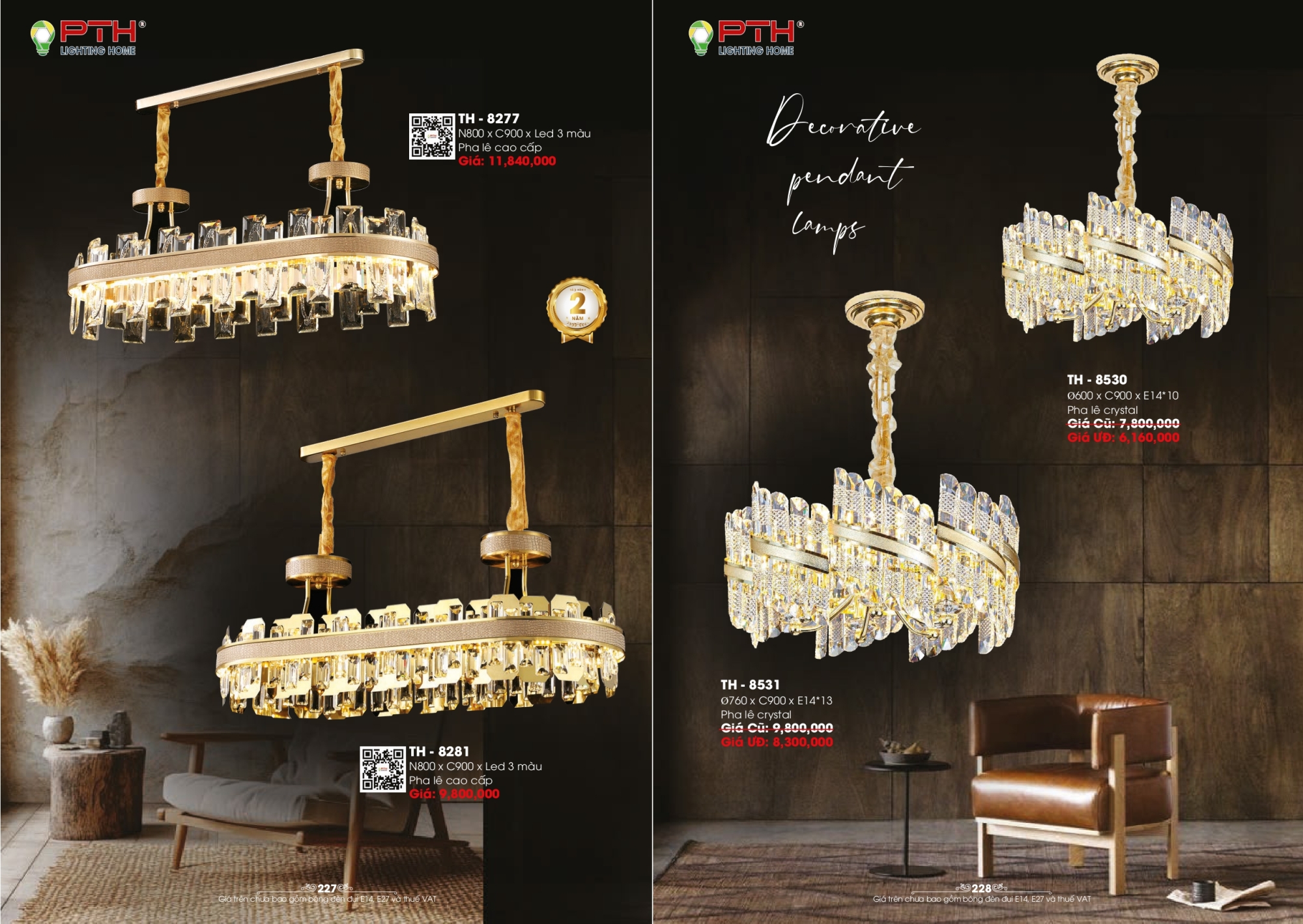 Bảng giá đèn trang trí PTH Lighting Home 2026